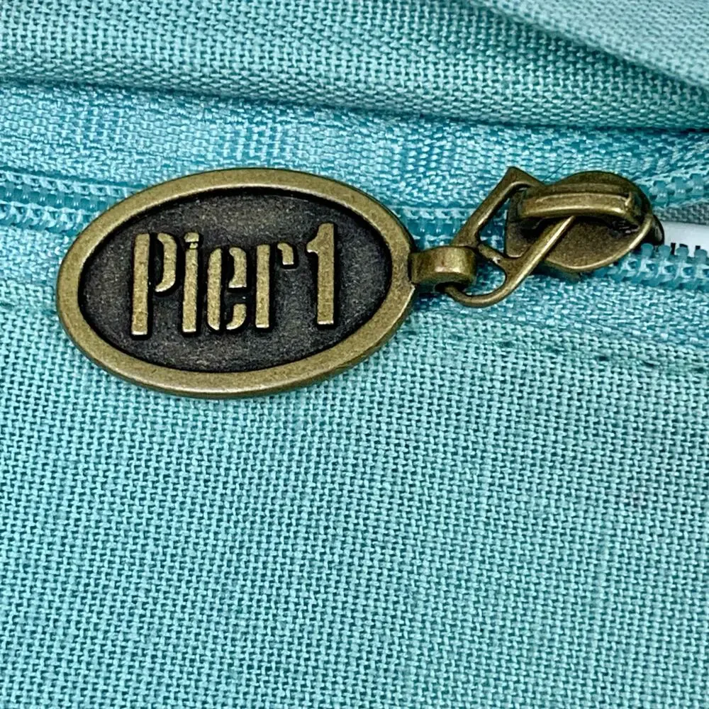 Pier 1 Imports Pillow Cover Sham Cotton Jute Trim Blue Linen Look 20